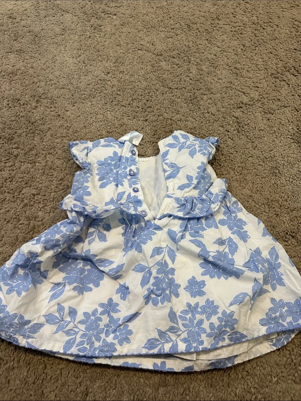 Baby Floral Dress & Bloomers - Blue White